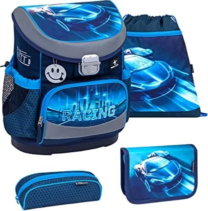 Belmil Mini-Fit Racing Blue Neon Schultaschen-Set, 4-tlg.