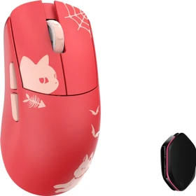 WLMouse Ying Wireless 8K Magnesium Gaming Mouse, Motiv rot/rosa, USB (YINGMG-REDCAT-O)
