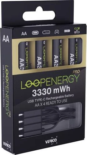 Verico LoopEnergy Pro Mignon AA Li-Ion USB-C 2220mAh, 4er-Pack