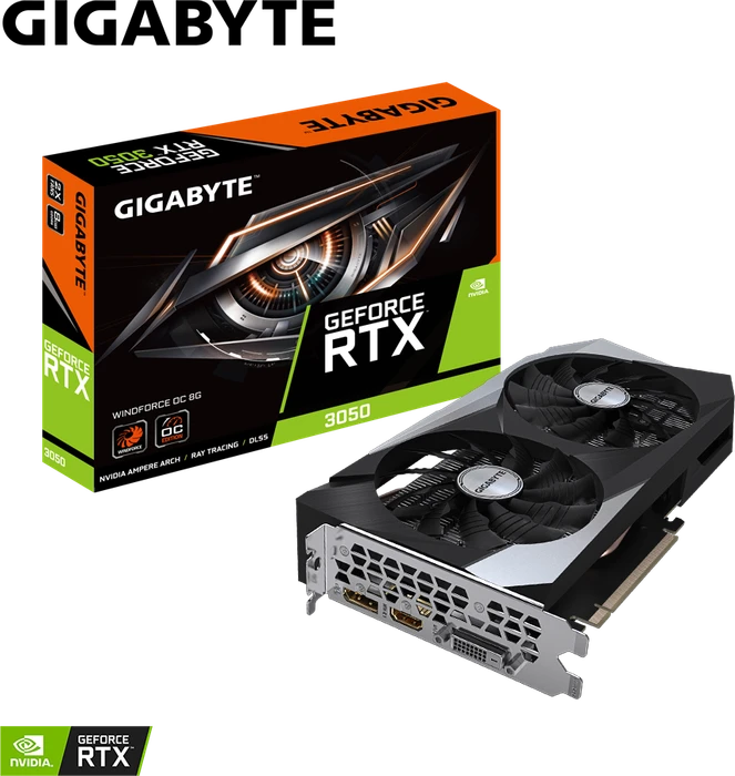 GIGABYTE GeForce RTX 3050 Windforce OC 8G, 8GB GDDR6, DVI, HDMI, DP