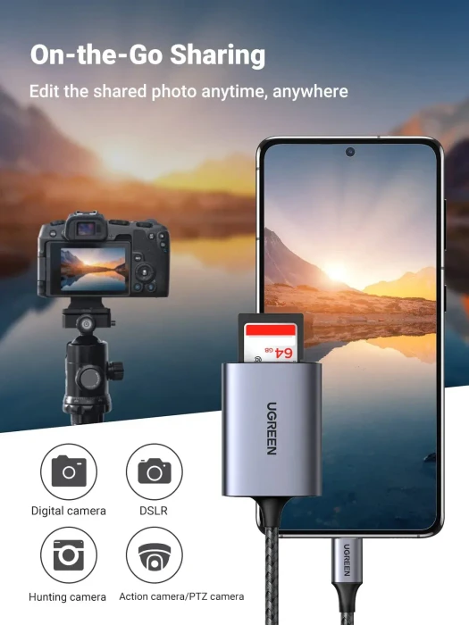 Ugreen 2-in-1 Card Reader, USB-C 3.0 [Stecker]