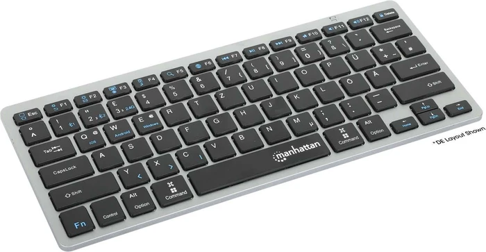 Manhattan Ultra Slim Dual-Mode Wireless Keyboard, schwarz/silber, USB/Bluetooth, DE