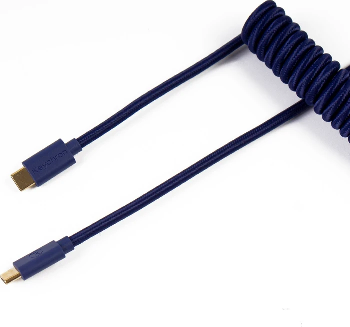 Keychron Coiled Aviator Cable, Tastaturkabel (Spiral-Textilkabel), 1.36m, blau