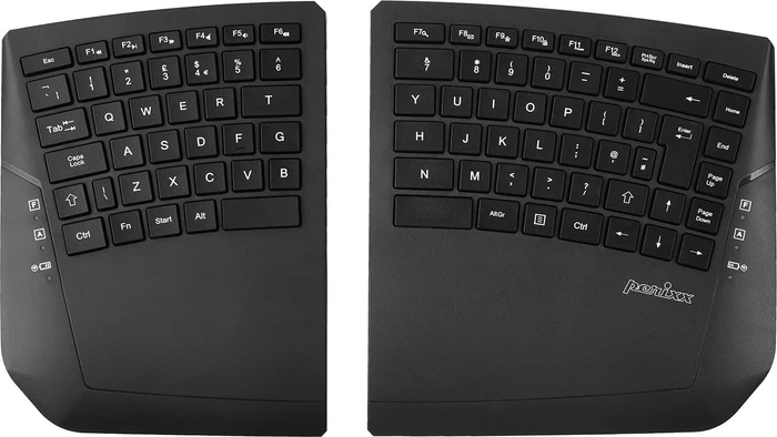 Perixx Periboard-624B Wireless Ergonomic Split Keyboard, TKL, schwarz, UK