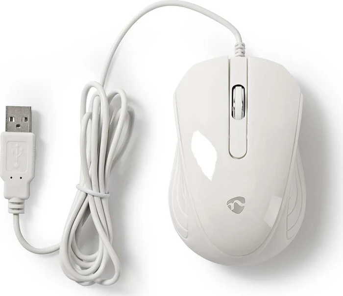 Nedis Optical Mouse mit gummierten Seiten, weiß, USB
