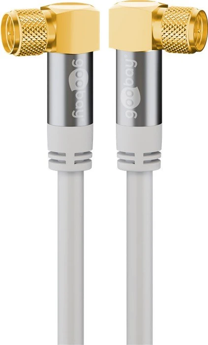 goobay Antennenkabel, 2x F-Stecker 90° gewinkelt, 135dB, 4x geschirmt, 1m