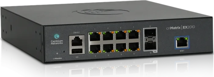Cambium Networks cnMatrix EX2000 Desktop Gigabit Managed Switch, 8x RJ-45, 2x SFP+