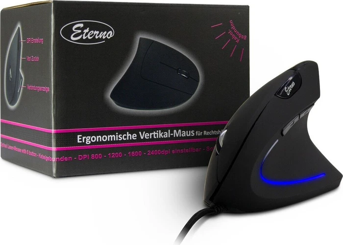 Inter-Tech Eterno KM-206WR ergonomische Vertikal-Maus für Rechshänder schwarz, USB