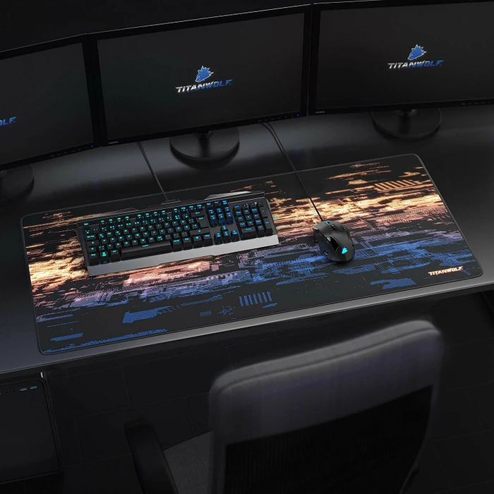 Titanwolf Particle XXL Speed Gaming-Mauspad, schwarz/blau/gelb
