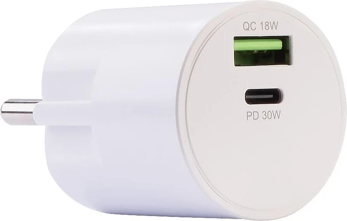Revolt USB-Netzteil mit USB-C PD bis 30 Watt und Quick Charge bis 18W weiß