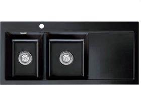 systemceram Mera Double Einbau Becken links nero