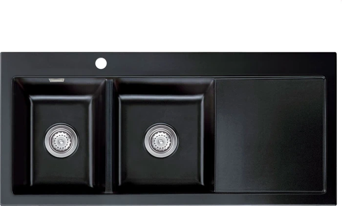 systemceram Mera Double Einbau Becken links nero