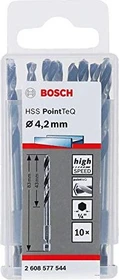 Bosch Professional HSS PointTeQ Spiralbohrer, 4.2x43x83mm, 10 Stück