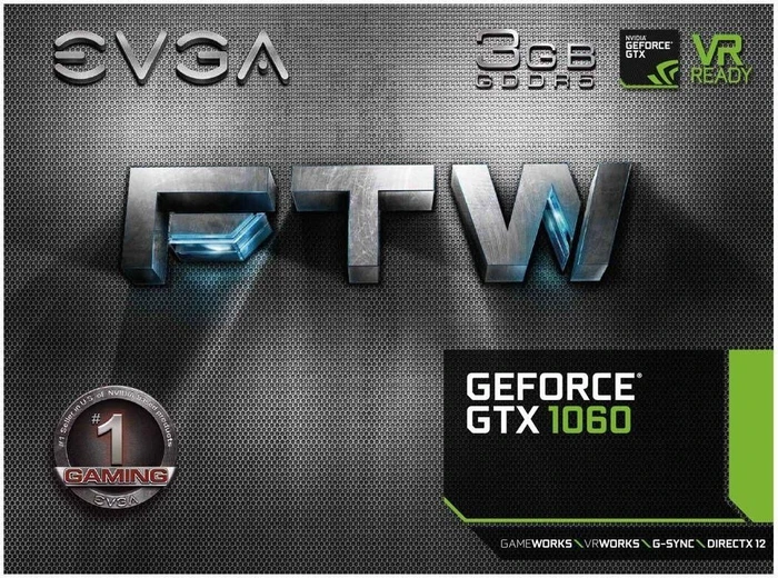 EVGA GeForce GTX 1060 FTW Gaming, 3GB GDDR5, DVI, HDMI, 3x DP