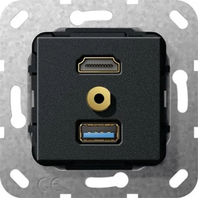 Gira Einsatz HDMI USB3.0 Miniklinke, schwarz