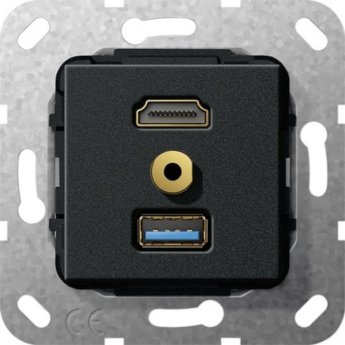 Gira Einsatz HDMI USB3.0 Miniklinke, schwarz
