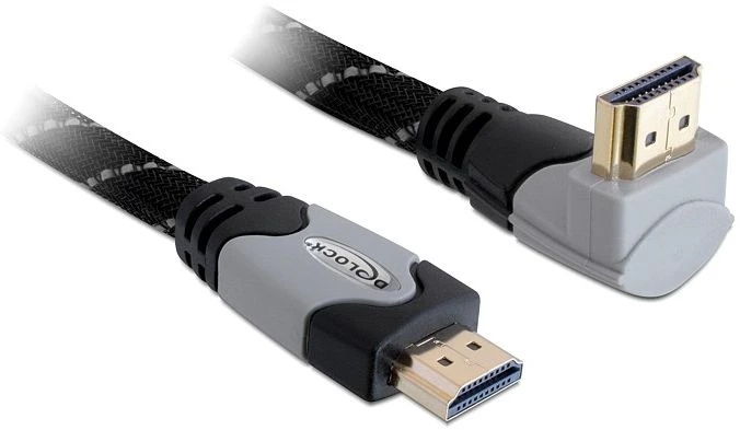 DeLOCK High Speed mit Ethernet HDMI 1.4 Kabel und gewinkeltem Stecker grau, 3m