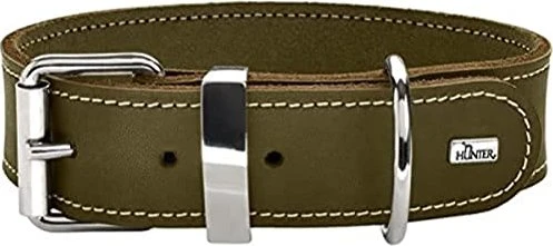 Hunter Aalborg Special Hundehalsband, Leder, strapazierfähhig, komfortabel, 70 L-XL, oliv