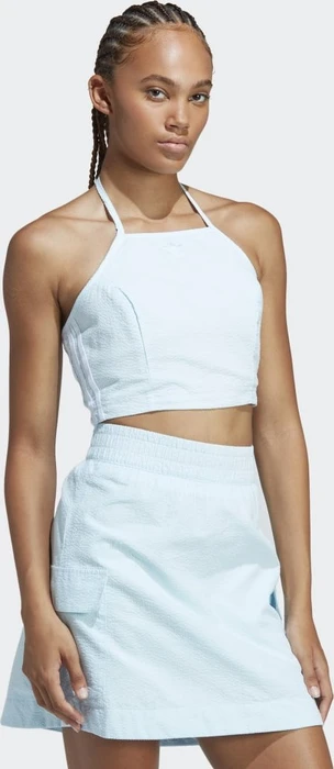 adidas Adicolor Classics Poplin Neckholder Crop-Top almost blue (Damen)