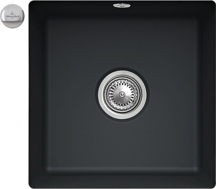 Villeroy & Boch Subway 50 SU Unterbau Becken mittig mit Ablauffernbedienung pure black