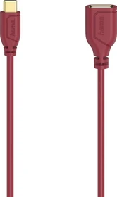 Hama USB-C-OTG-Kabel Flexi-Slim USB 2.0 480Mbit/s 0.15m rot