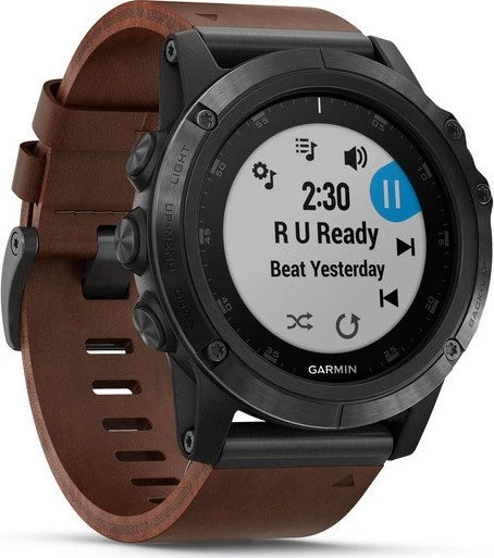 Garmin Fenix 5X Plus Sapphire grau mit Lederarmband