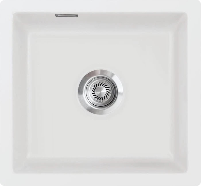 systemceram Mera 51F/o Einbau Becken mittig mit Ablauffernbedienung satin