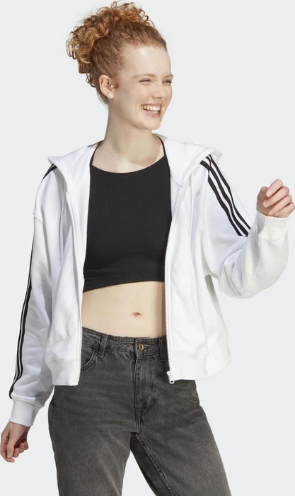 adidas Essentials 3-Streifen French Terry Bomber Hoodie weiß/schwarz (Damen)
