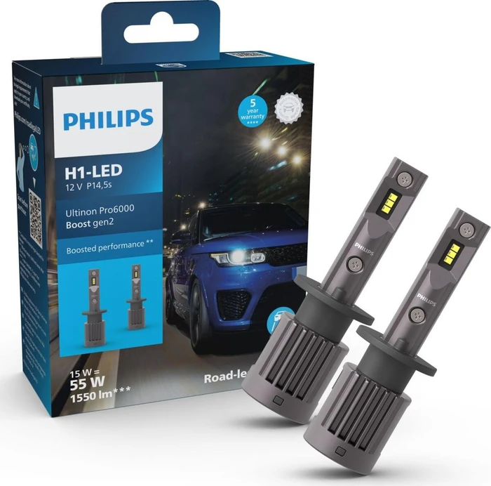 Philips Ultinon Pro6000 Boost H1-LED, 2er-Pack Box