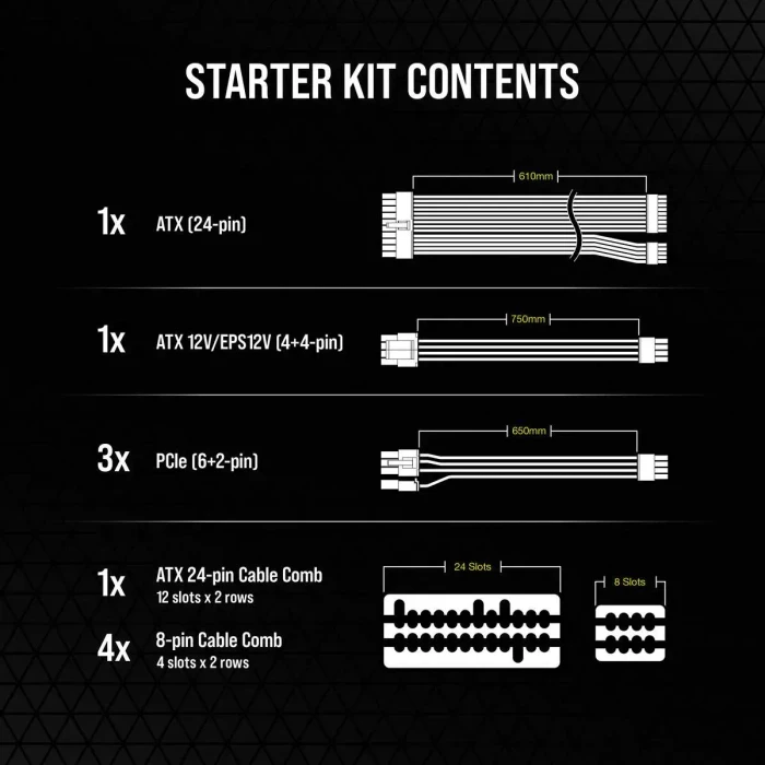 Corsair PSU Cable Kit Type 5 - Starter Kit, weiß/schwarz