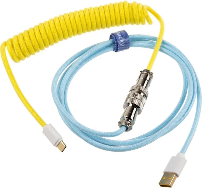 Ducky Premicord Spiralkabel USB-C auf USB-A, Tastaturkabel (Spiral-Textilkabel), 1.8m, Cotton Candy