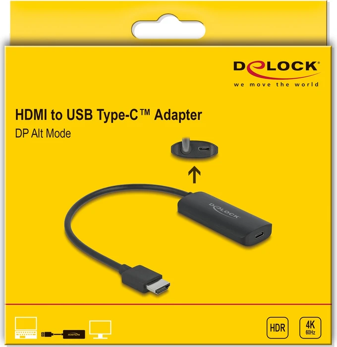 DeLOCK HDMI [Stecker] auf USB-C [Buchse] Adapterkabel, 4K/60Hz, schwarz