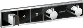 Hansgrohe RainSelect Thermostat Unterputz für 2 Verbraucher mit integriertem Brausehalter schwarz/chrom