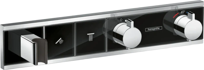 Hansgrohe RainSelect Thermostat Unterputz für 2 Verbraucher mit integriertem Brausehalter schwarz/chrom