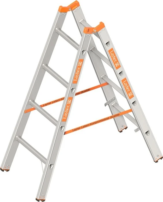Layher Topic 1039 Alu 2-tlg. Stehleiter, 2x 4 Stufen