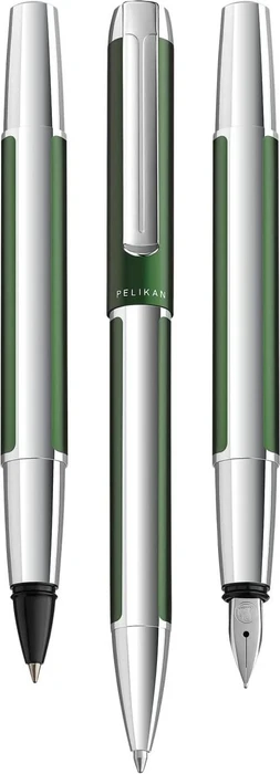 Pelikan Pura P40 waldgrün/silber, rechte Hand, mittel, Geschenkbox