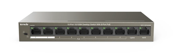 Tenda TEF1100 Desktop Switch, 10x RJ-45, 58W PoE+