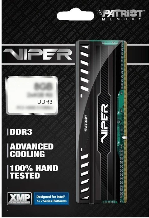 Patriot Viper 3 schwarz UDIMM 8GB Kit, DDR3-1600, CL9-9-9-24