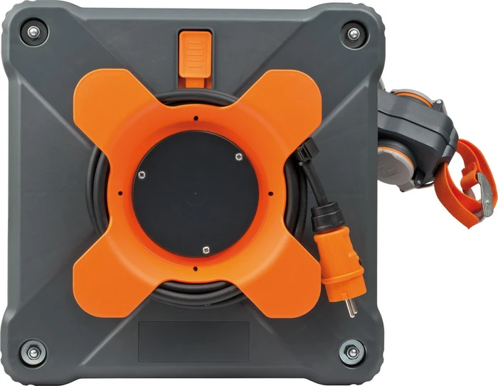 Brennenstuhl professionalLINE Kabeltrommel mit Powerblock KC 3100, Kabeltrommel mit Zusatzverteiler, Schuko auf 8x Schuko, 33m, IP44, H07RN-F 3G1,5