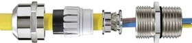 Wiska EMSKV-L 25 EMV-Z EMV-Kabelverschraubung, Messing vernickelt mit langem Anschlussgewinde, M25