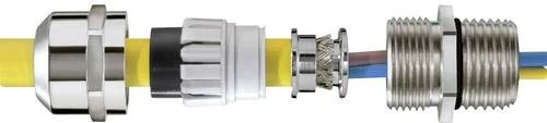 Wiska EMSKV-L 25 EMV-Z EMV-Kabelverschraubung, Messing vernickelt mit langem Anschlussgewinde, M25