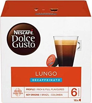 Nestlé Nescafe Dolce Gusto Caffe Lungo Decaffeinato Kaffeekapseln, 96 Stück (6x 16 Stück)