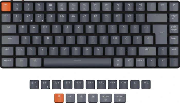 Keychron K3 V2, 75% TKL, LEDs weiß, hot-swap, schwarz/grau, Keychron LOW PROFILE Optical BROWN, USB/Bluetooth, DE