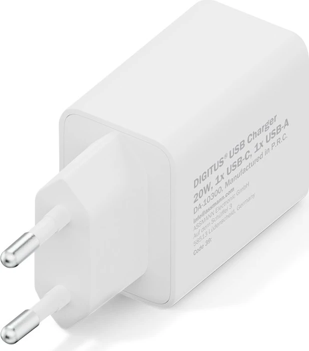 Digitus USB Charger 1x USB-C 1x USB-A 20W weiß
