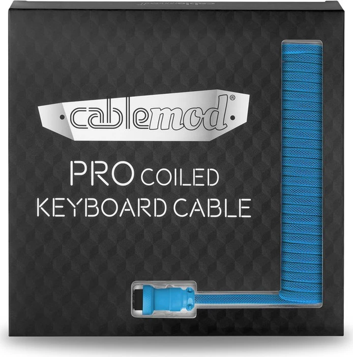 CableMod Pro Coiled Keyboard Cable USB Micro-B auf USB-A, Tastaturkabel (Spiral-Textilkabel), 1.5m, Spectrum Blue