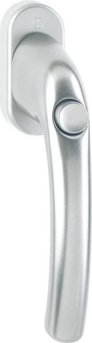 Hoppe Tokyo 0710SV/U26 Aluminium Fenstergriff mit Druckknopf, selbstsperrend, 35mm Stiftlänge, silber