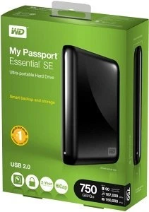 Western Digital WD My Passport Essential SE, schwarz, 750GB, USB-A 2.0
