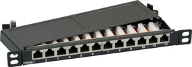EFB Elektronik Mini-Patchpanel Cat6a 10" , 12-Port, 0.5HE, 10", schwarz