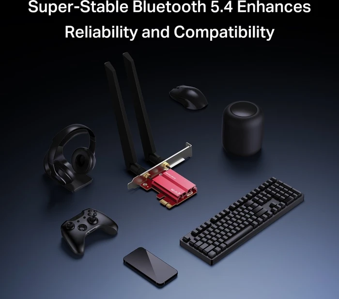 Mercusys WLAN-Adapter, Wi-Fi 7, BE9300, 2.4GHz/5GHz/6GHz WLAN, Bluetooth 5.4, PCIe x1
