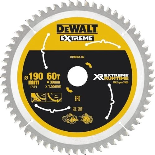 DeWalt DT99564 Extreme Kreissägeblatt 60Z, 190x1.55x30mm, 1 Stück